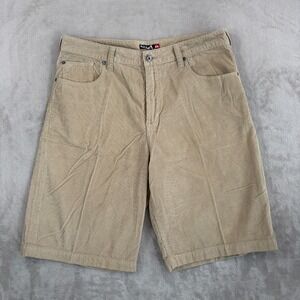 Quiksilver 5 Pocket Shorts Men 36x11 Tan Corduroy Surf Skate Baggy Beach